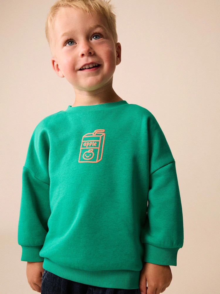 Green Juice Box Printed Crew Neck Sweat Top (3mths-7yrs) | Next US