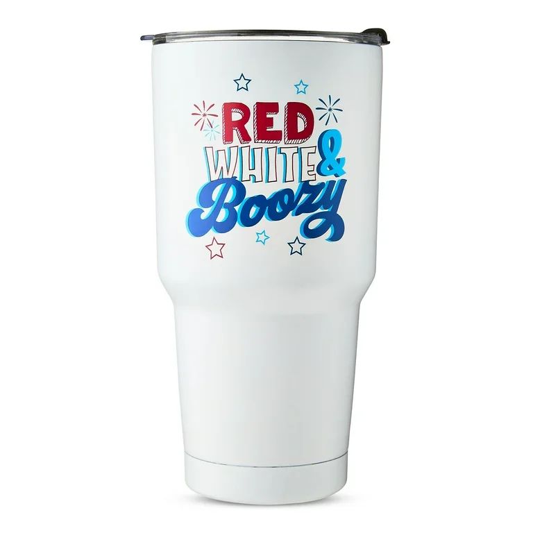 Patriotic Red White and Boozy Stainless Steel Tumbler, by Way To Celebrate - Walmart.com | Walmart (US)