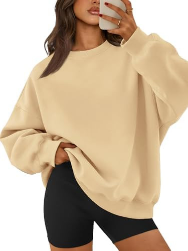 ATHMILE Oversized Sweatshirt for Women Crewneck Fleece Long Sleeve Pullover Hoodies Tops Fall Fas... | Amazon (US)