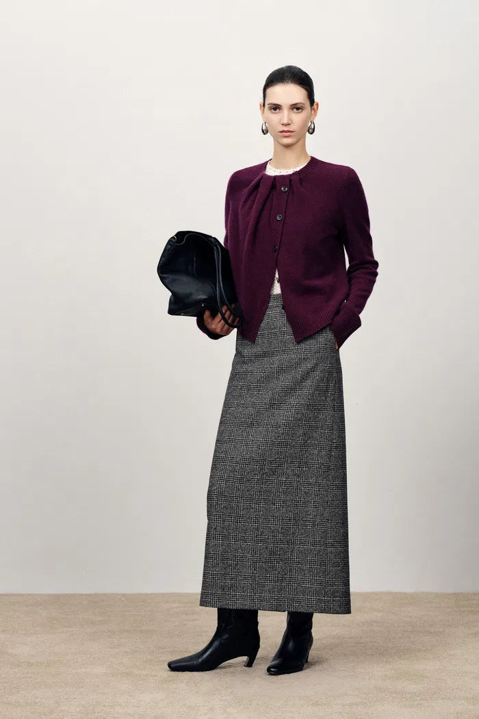 Cecilia Gathered Pleat Cardigan Merino-Cashmere Blend | Fabrique