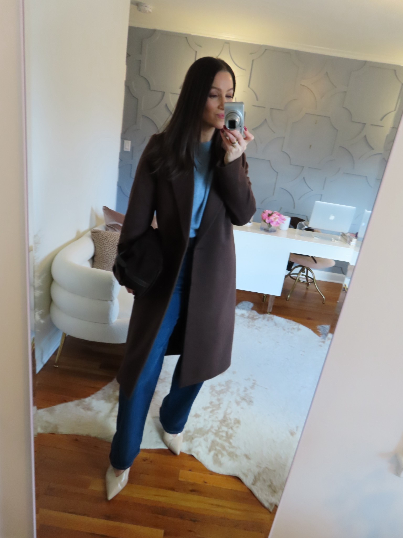 Sweater jacket and jeans all true to size!