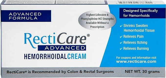 RectiCare Advanced Hemorrhoidal Cream: Advanced Treatment to Shrink & Soothe Hemorrhoids - Itch, ... | Amazon (US)