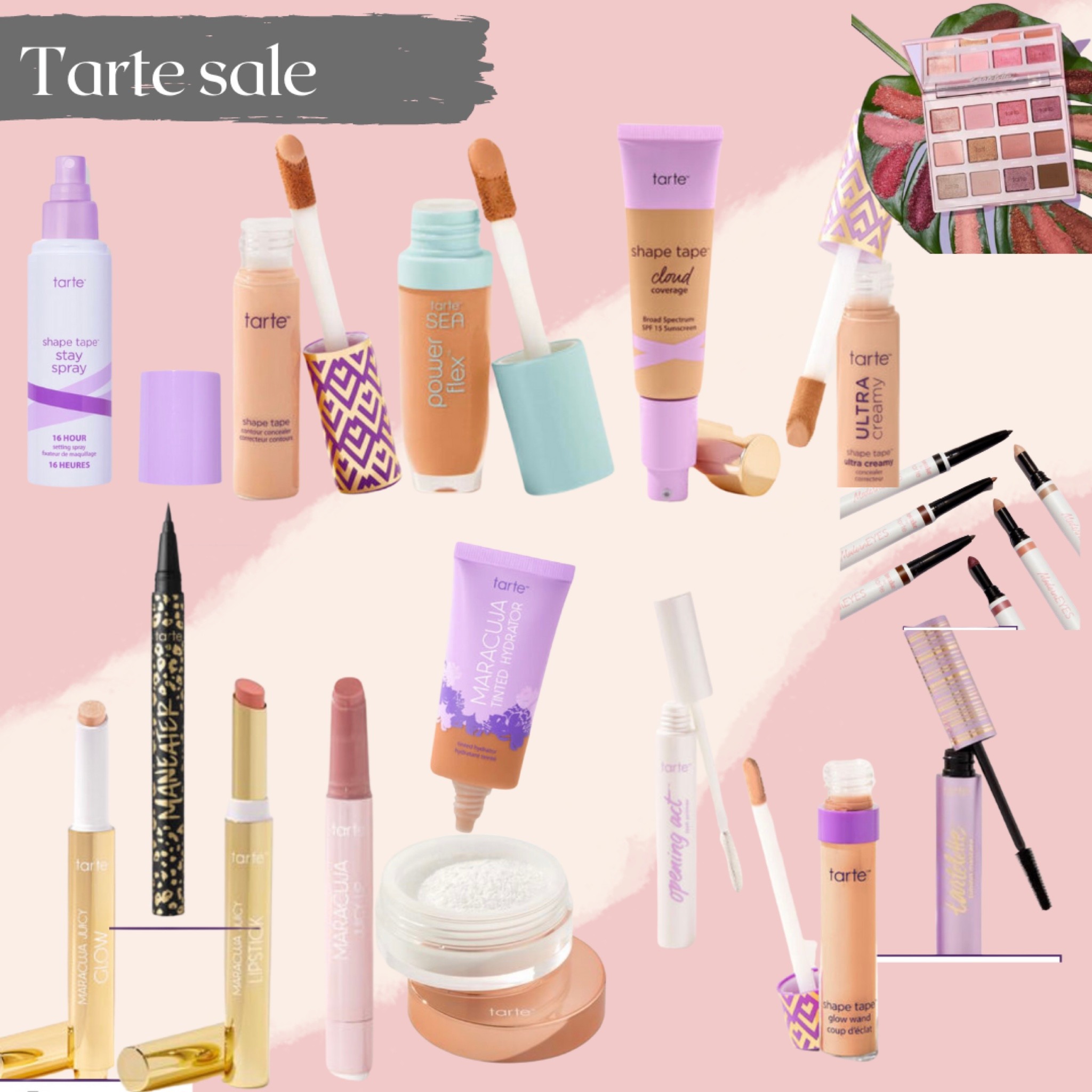 These are some of my favorite makeup products. I love these everyday products to give me a nice healthy look. The tarte sale is my favorite time to stock up on makeup staples. I love the lipstick, and shape tape. If you have to pick a few things, I would pick shape tape, the tubing mascara, the glow wand, a palette, a lipstick, and setting spray!! Daily makeup, date night makeup, 

#LTKbeauty #LTKsalealert #LTKstyletip