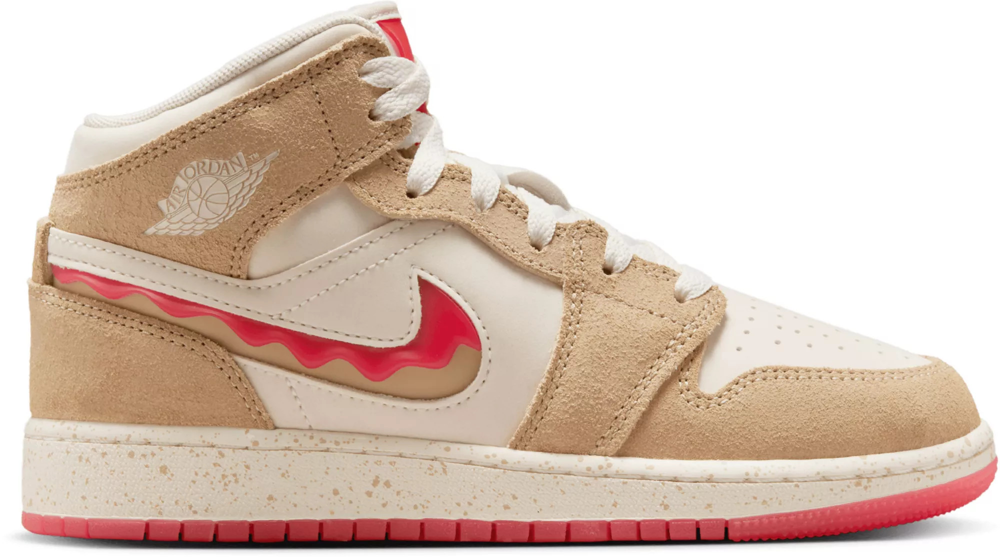 Jordan Kids' Grade School Air Jordan 1 Mid Shoes, Size 3.5, Tan/Red | DICK'S Sporting Goods