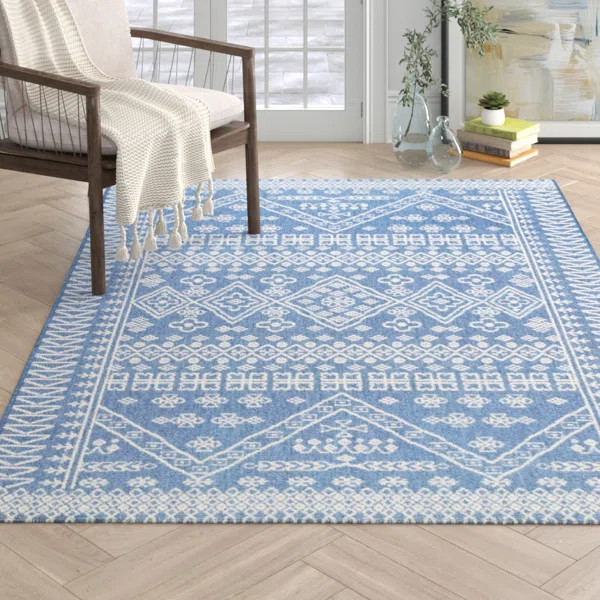 Zahara Blue Indoor / Outdoor Area Rug | Wayfair North America