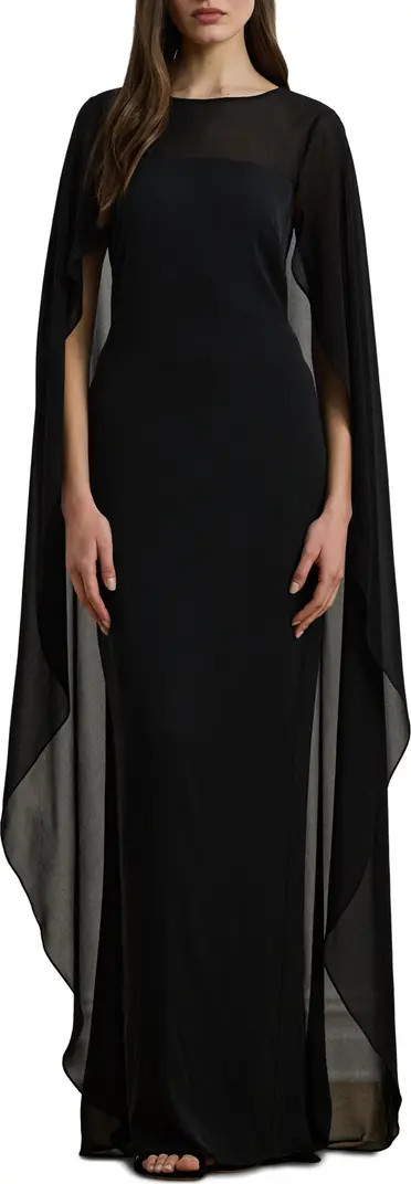 Semisheer Capelet Georgette Gown | Nordstrom