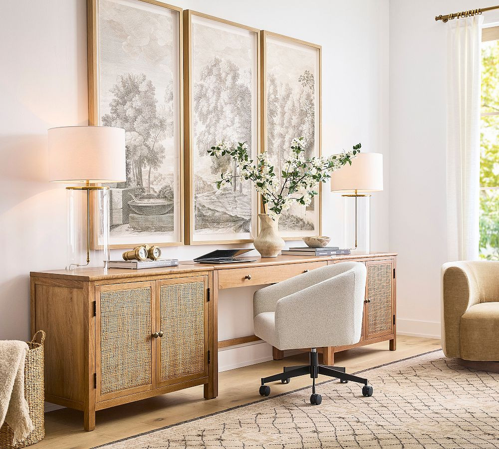 Channing Grand Cane Storage Console Desk (120") | Pottery Barn (US)