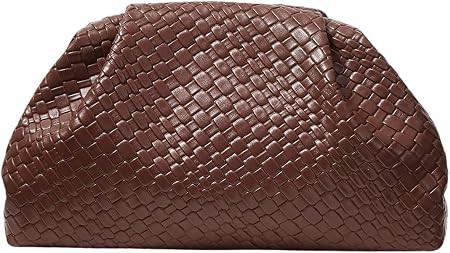 Women's Woven Evening Bag Dumpling Clutch Purse No Strap Handbags Elegant Faux PU Leather Clutch ... | Amazon (US)