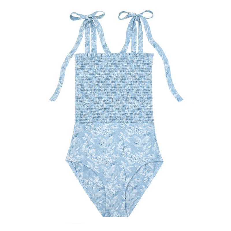 minnow x tuckernuck women's blue toile smocked one piece | minnow