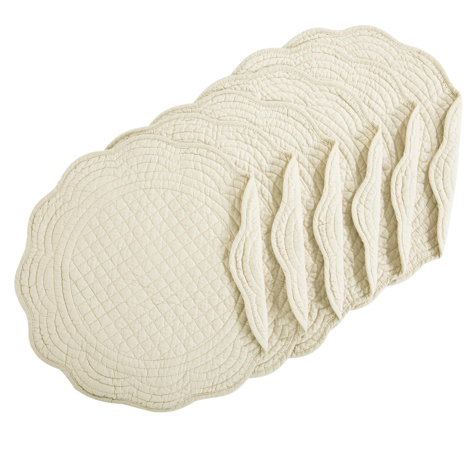 HOMBYS Quilted Placemats Set of 6 Washable Round Placemats for Kitchen Table-100% Cotton Fabric 1... | Amazon (US)