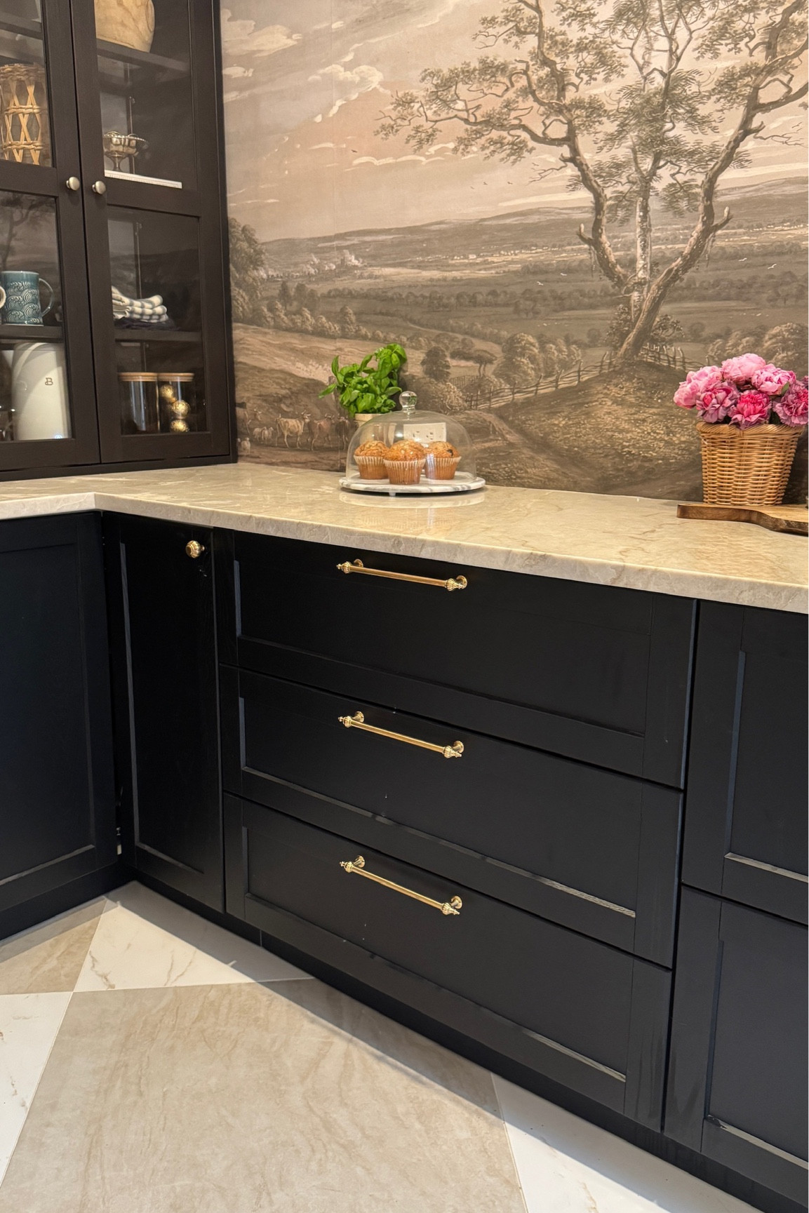 Our IKEA Kitchen's scullery ~ Classic kitchen, brass hardware, checkerboard tile, classic home, classic decor, classic colonial home decor, moody kitchen, kitchen inspiration

#LTKHome #LTKStyleTip
