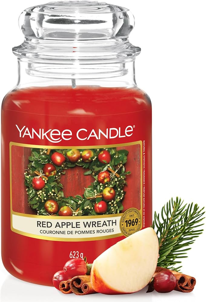 Yankee Candle Red Apple Wreath Large Jar Candle Burn Time Up To 150 Hours | Amazon (DE)
