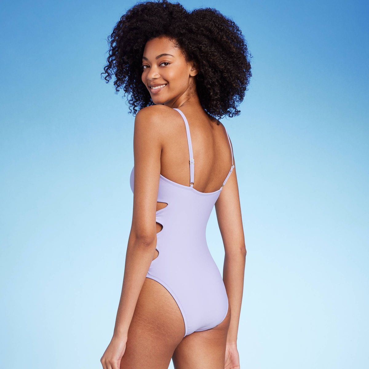 Women's Cut Out Knotted One Piece Swimsuit - Shade & Shore™ Lilac Purple | Target