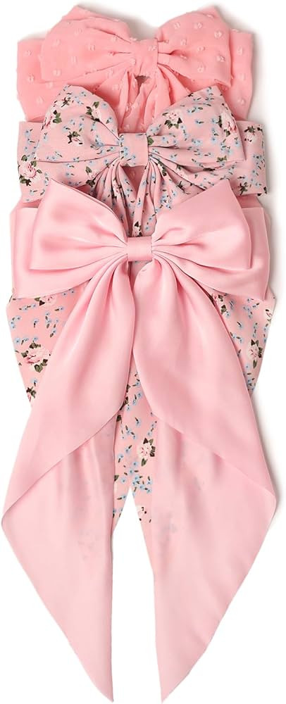 LFOUVRE Pink Bow for women, Dots Pink Hair Bow for Girls, Floral Pink Bow for Hair,Big Pink Bow w... | Amazon (US)