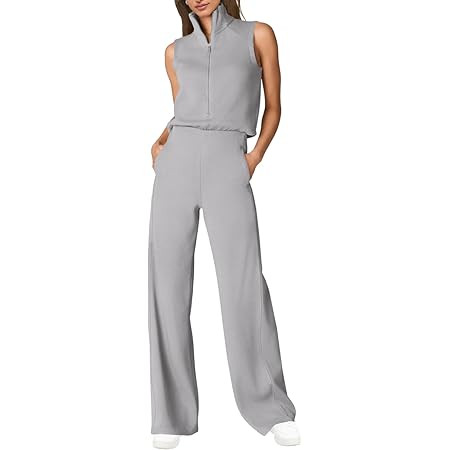 SENSERISE Womens Summer Jumpsuits Dressy Casual Sleeveless Mock Neck Top Wide Leg Pants Romper wi... | Amazon (US)