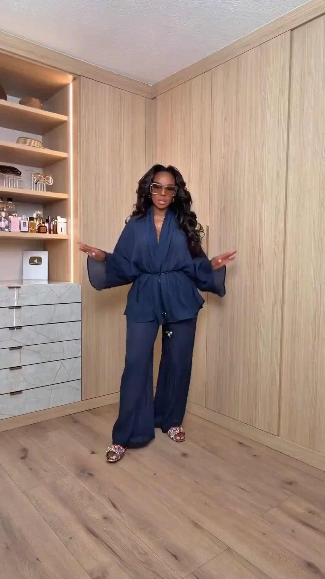 Hi Babes!

This navy set is giving effortless luxury 💙✨

The flowy wide-leg pants, oversized sleeves, and relaxed fit make this one of those outfits that looks expensive without even trying. Just add a statement pair of sunnies and you’re instantly vacation-ready.

Where to wear this:
• Resort vacations
• Brunch with the girls
• Beachside dinners
• Cruise outfits
• Summer shopping days
• Travel days when you still want to look chic

The color is gorgeous in person and the fit is so flattering and comfortable.

Everything is linked below!

xx Kira | IG: KirasFashionFinds

34D - 27 - 40 • Size Small or 4

#LTKgrwm #LTKootd #LTKvlog
