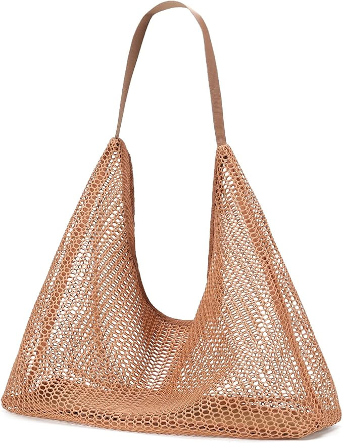 Mesh Beach Bag, Summer Beach Tote Bags for Women, Soft Casual Crochet Bags for Vacation Shopping ... | Amazon (US)