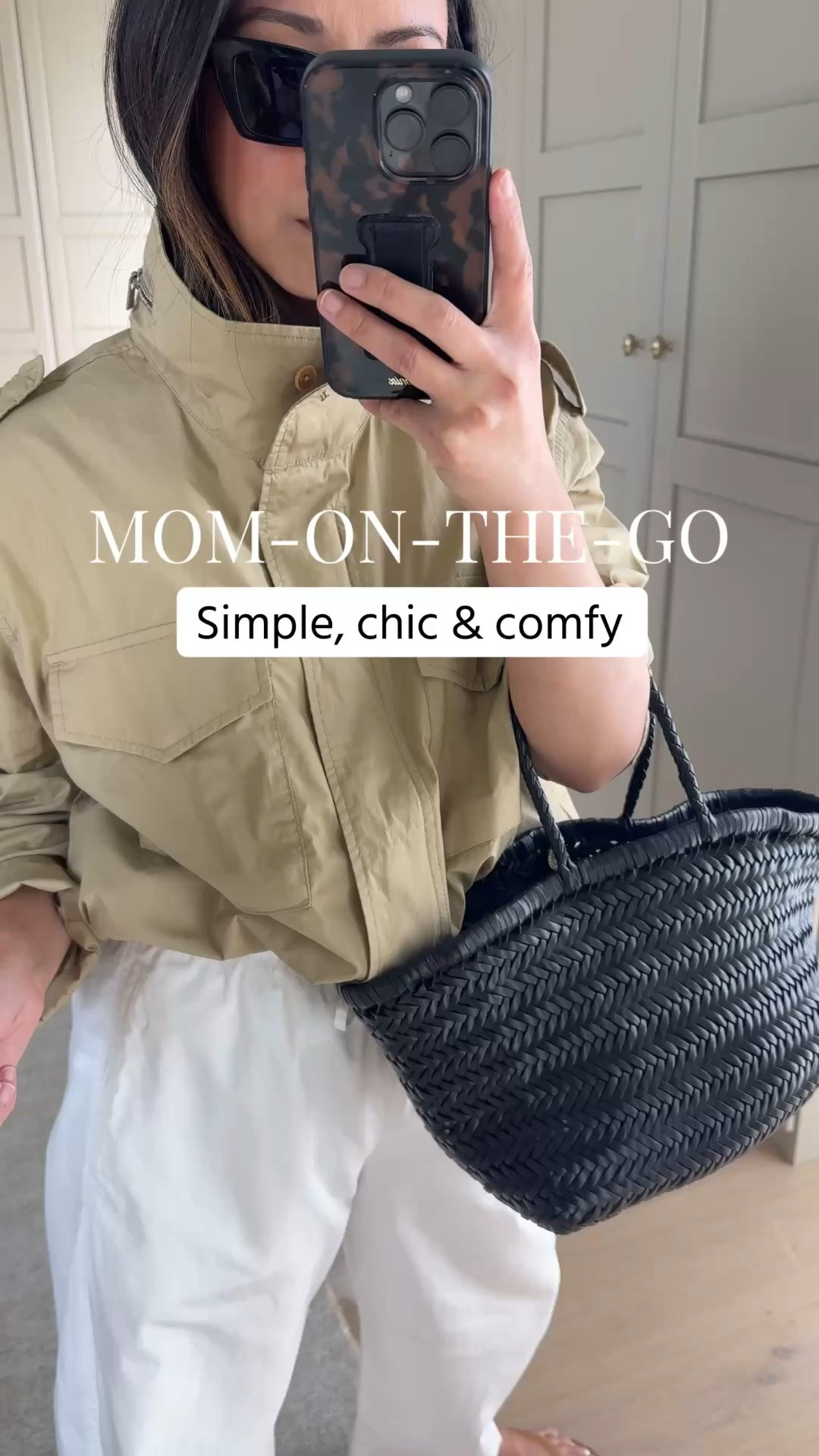 Super simple mom-on-the-go outfit. Love a chic jacket like this so you can throw and go. 

Madewell jacket xs - runs big, you can size down. 
Gap barrel petite xs
J.crew boxy tee medium
Black Suede Studio sandals 35/36
Dragon Diffusion triple jump bag 
YSL sunglasses 
Electric Picks earrings
Dorsey James necklace 15”

Spring outfits 2026, petite style

#LTKootd #LTKmomlife #LTKPetite