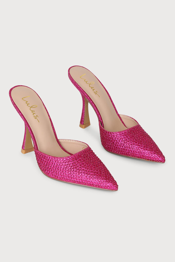 Kistler Hot Pink Rhinestone Slide Mule Pumps | Lulus (US)