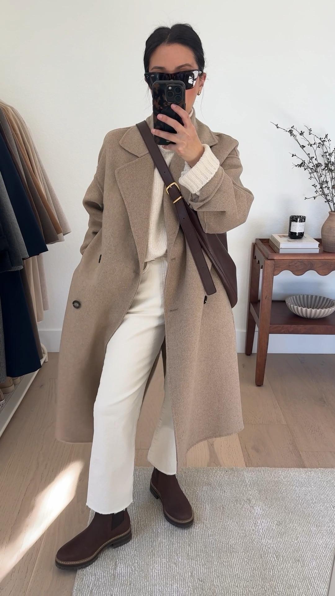 Tom’s Bennet Chelsea boots - great lug sole option that is waterproof and has shearling inside to keep you warm. These are very comfy and lightweight (don’t weigh you down) 

Mango coat xxs. Color is old 
Everlane Cloud turtleneck xxs (old)
Madewell 90’s jeans 25, but hems (old)
Tom’s Chelsea boots 5.5
Madewell curve sling bag (old)
Celine sunglasses 

#LTKSeasonal #LTKPetite