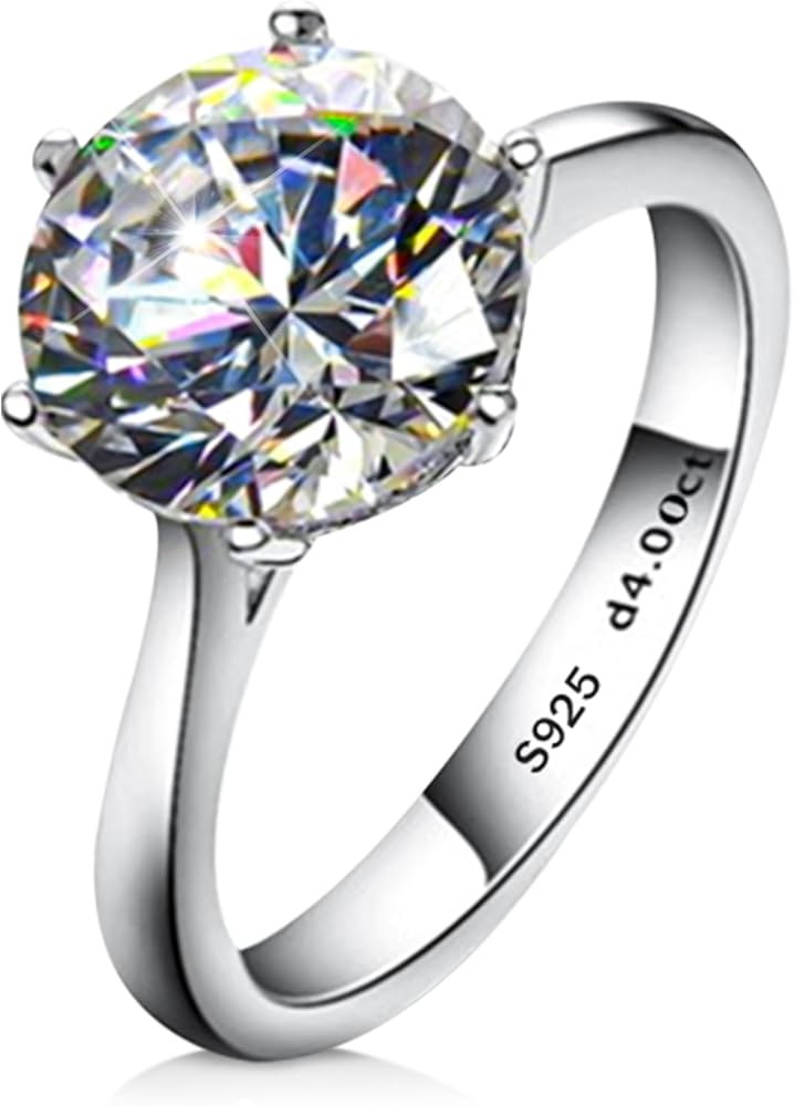 AINUOSHI 1/2/3/4 Carat Moissanite Engagement Rings for Women, 925 Sterling Silver Solitaire Round... | Amazon (US)
