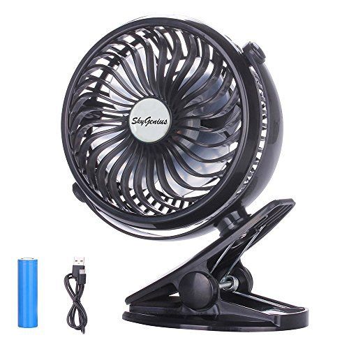 SkyGenius Battery Operated Clip on Mini Desk Fan, Black | Walmart (US)