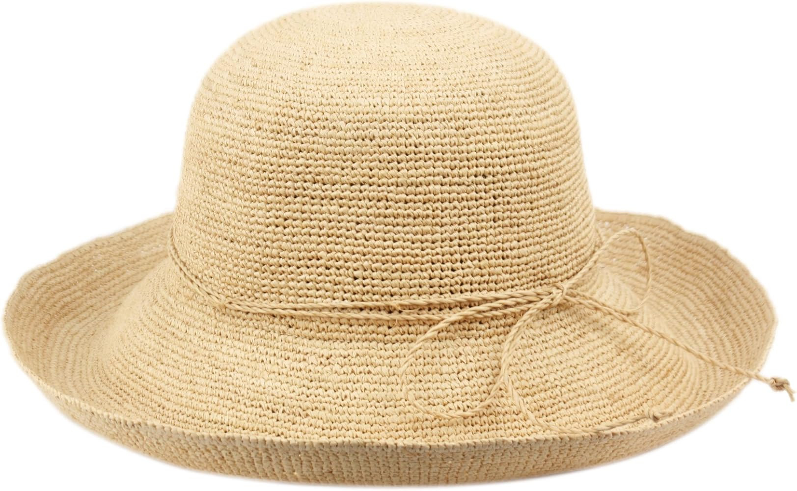 ANGELA & WILLIAM Women's Crocheted Packable Raffia Hat | Amazon (US)