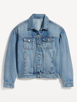 Tapered Puff-Sleeve Non-Stretch Jean Jacket for Women | Old Navy (US)