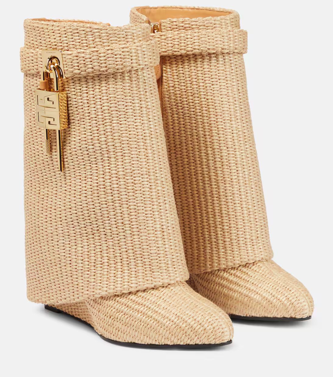 GivenchyShark Lock raffia ankle boots | Mytheresa (US/CA)
