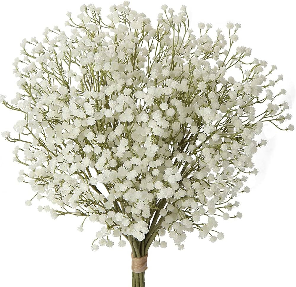 DILATATA Artificial Baby's Breath Plastic Flowers, 3 Branches, Cream Color, 10 Stems, 1075 Little... | Amazon (US)