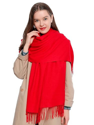 DonDon Schal Damen Winter Wollschal Winterschal warm weich 185 x 65 cm rot | Amazon (DE)