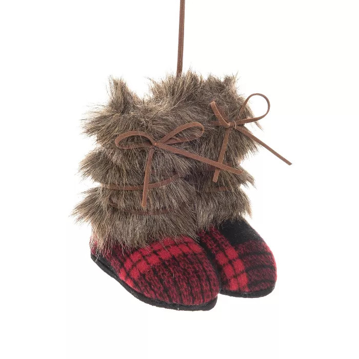 Gallerie II Buffalo Check Boots Polyester  Paperboard Holiday Christmas Xmas Ornament | Target