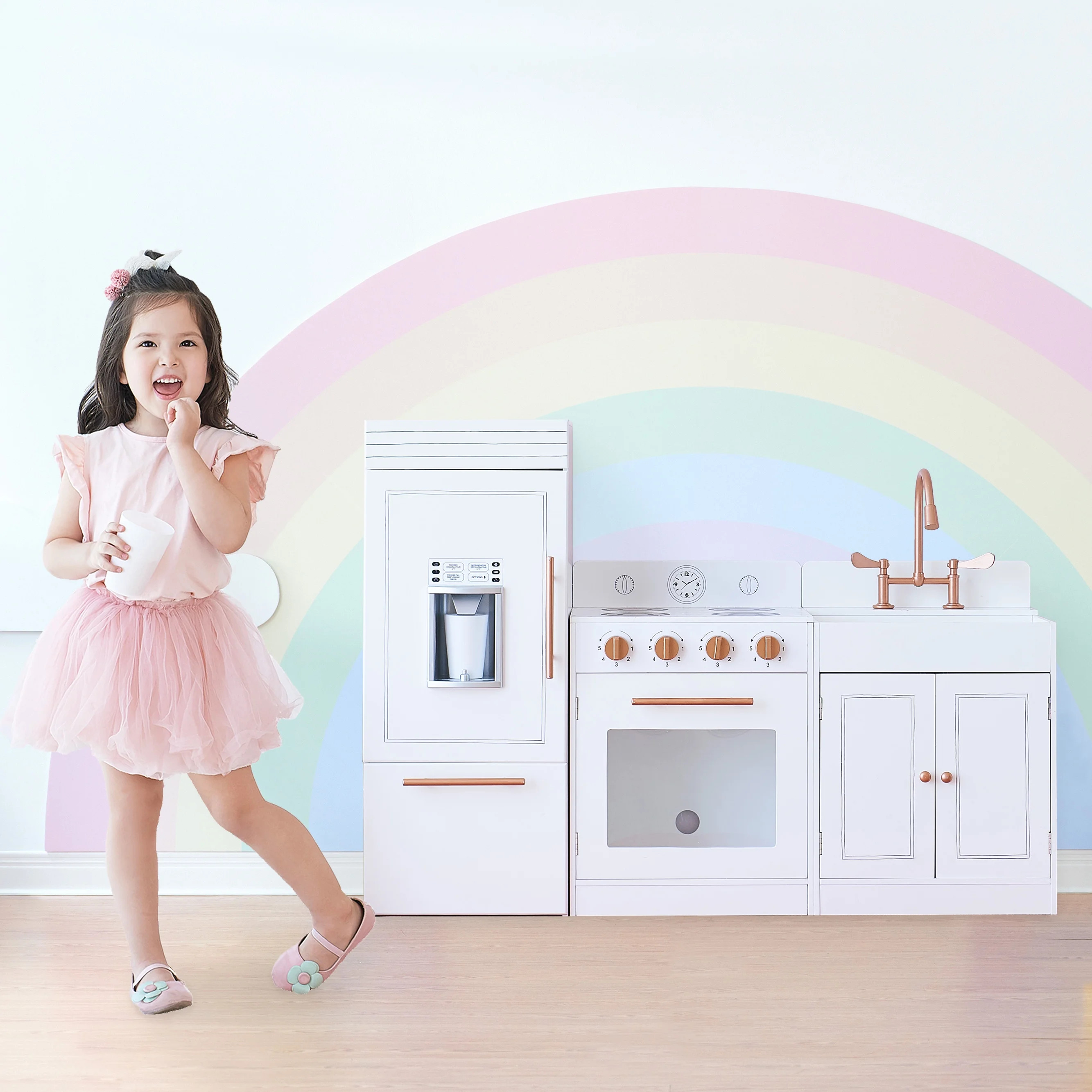Teamson Kids Little Chef Paris Modern Play Kitchen, White/Rose Gold - Walmart.com | Walmart (US)