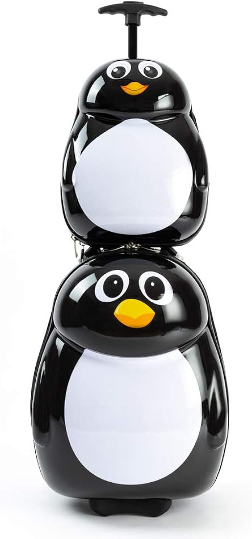 KIDDIETOTES Kids Carry-on Upright Luggage Suitcase and Backpack Set - Smooth Rolling Wheels - Pengui | Amazon (US)