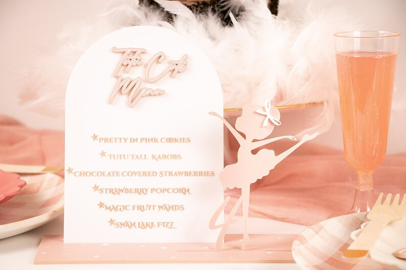 Ballerina Drinks or Food Menu with Base & Ballerina and Stars - Swan Ballet, Fairy Party, Pink, B... | Etsy (US)