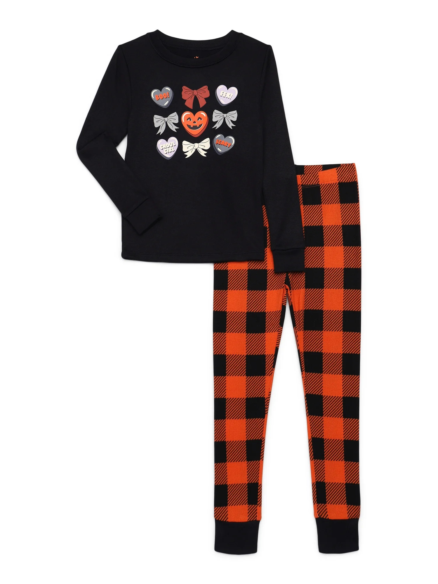 Halloween Girls Long Sleeve Top and Pants Tight Fit Sleep Set from Way to Celebrate, 2-Piece, Siz... | Walmart (US)