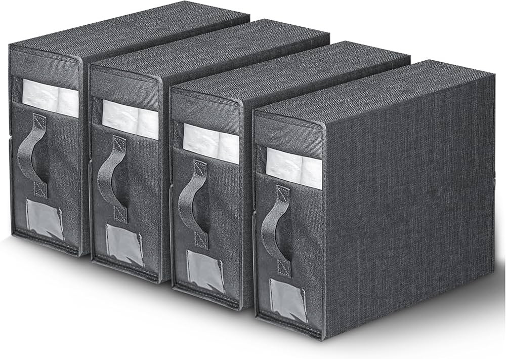 Linen Closet Organizers and Storage, 4 pack (Double/Queen/King), Foldable Bed Sheet Organizers wi... | Amazon (US)