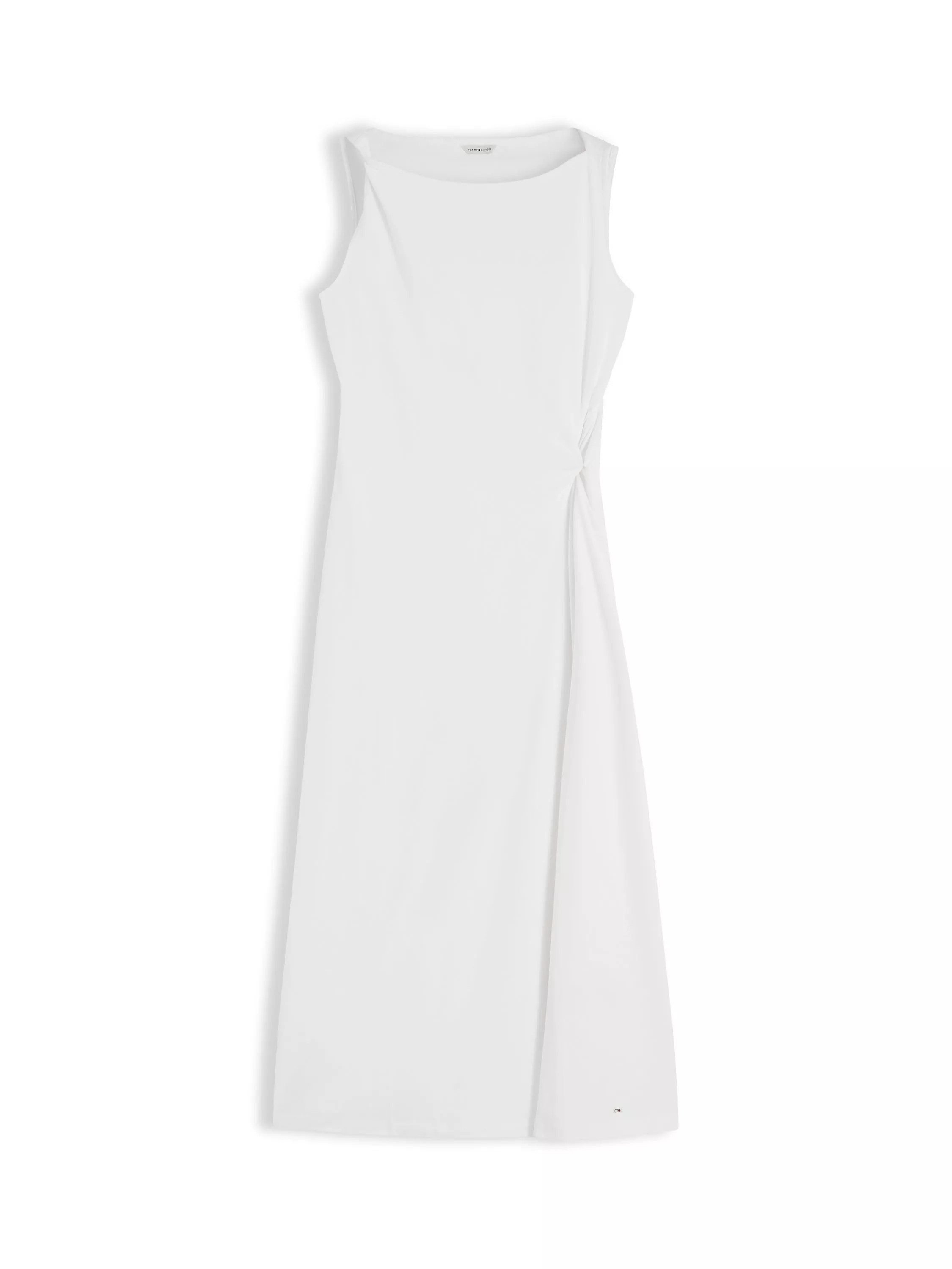 Tommy Hilfiger Knot Interlock Knit Midi Dress, Natural Oatmeal | John Lewis (UK)