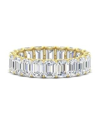 OPOMOMO 18K Gold Plated Ring Cubic Zirconia Emerald Cut Eternity Rings Gold Wedding Band | Amazon (US)