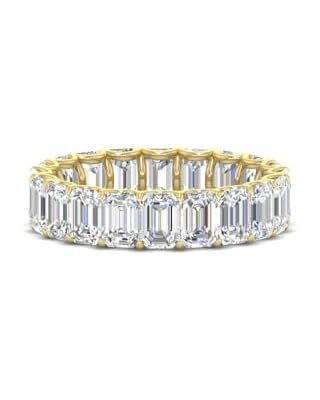 OPOMOMO 18K Gold Plated Ring Cubic Zirconia Emerald Cut Eternity Rings Gold Wedding Band | Amazon (US)