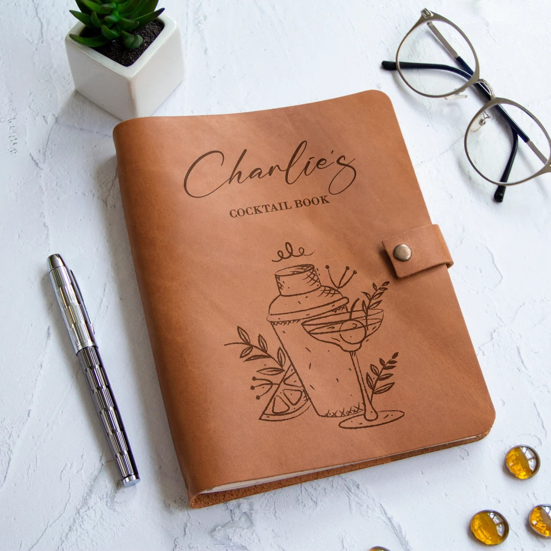 Cocktail Recipe Book Bar Recipe Book Bartender Gift Cocktail Binder Blank Leather Recipe Book Coc... | Etsy (US)