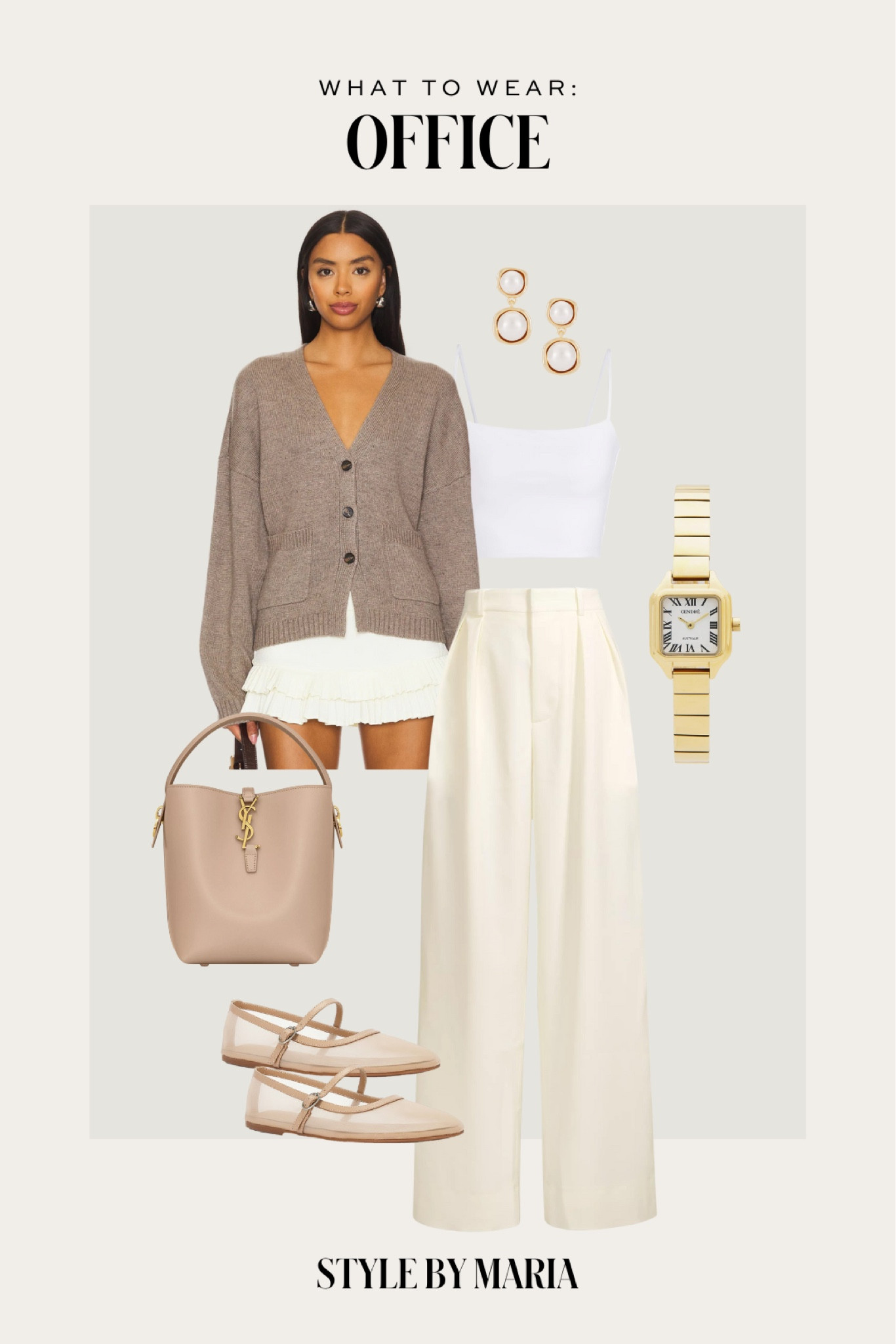 Fall work outfit
Astr the label cardigan 
Abercrombie wide leg pants
Tony bianco mesh flats
Saint Laurent bucket bag
Revolve watch 

#LTKSeasonal #LTKFindsUnder100 #LTKWorkwear