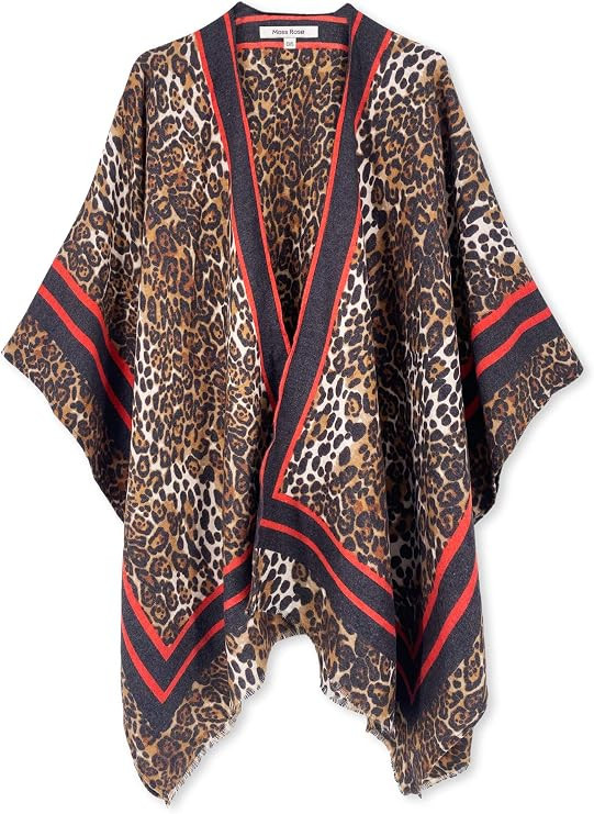 Moss Rose Women's Shawl Wrap Poncho Ruana Cape Open Front Cardigan for Fall Winter | Amazon (US)