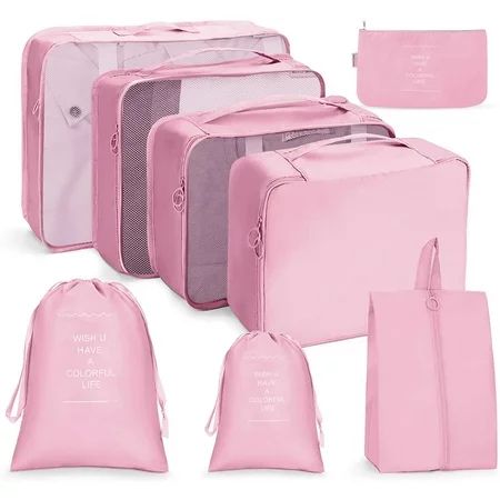Basics Small Packing Travel Organizer Cubes Set Pink | Walmart (US)