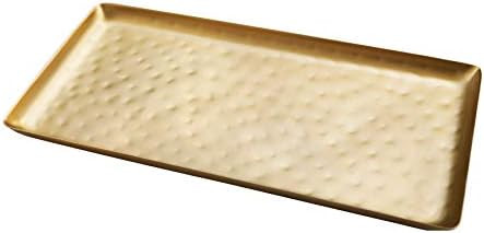 Alchemade Brass Tray With Raised Edges - 17" x 8.5" Rectangular Metal Serving Tray Platter For Pa... | Amazon (US)
