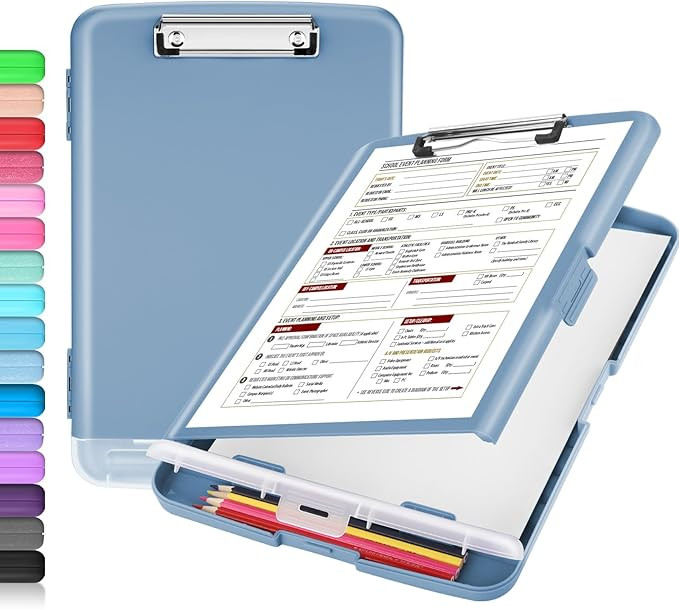Sooez Clipboard with Storage, Clip Board 8.5 x 11 with Pen Holder, Plastic Organization Case Box ... | Amazon (US)