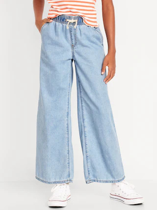 High-Waisted Baggy Wide-Leg Pull-On Jeans for Girls | Old Navy (US)
