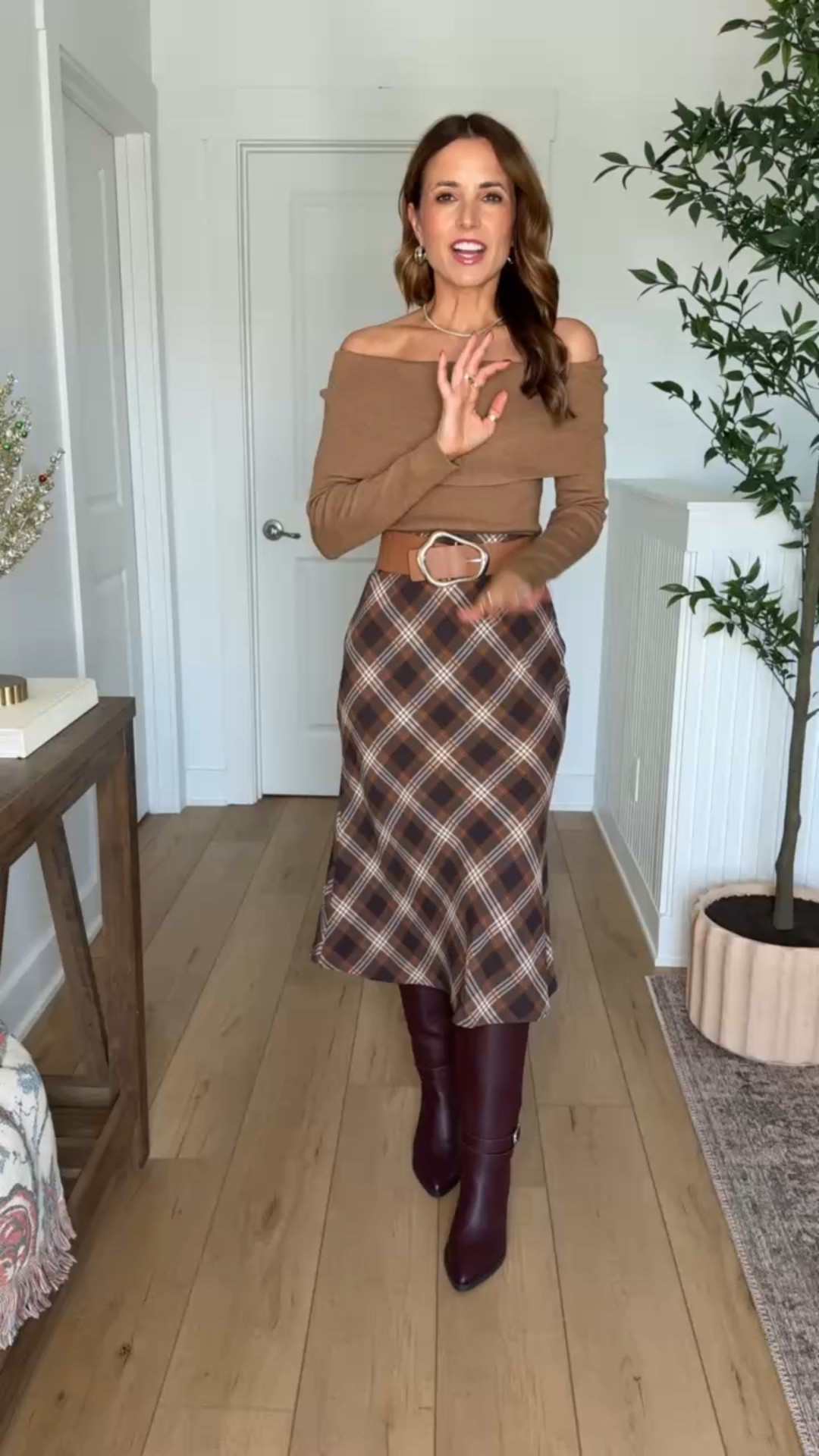 Target fall outfits. Target thanksgiving outfits. Friendsgiving outfits. Fall style. Plaid skirt. Wearing XXS in skirt and XS in top. Knee high boots are TTS. 


#LTKShoeCrush #LTKParties #LTKSeasonal