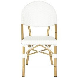 Off White Indoor-Outdoor Stacking Side Chair With Faux Bamboo Frame | The Well Appointed House, LLC