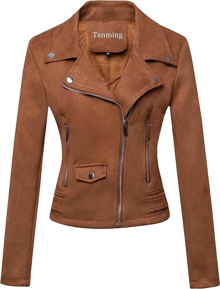 Tanming Women's Faux Leather Moto Biker Short Coat Jacket | Amazon (US)